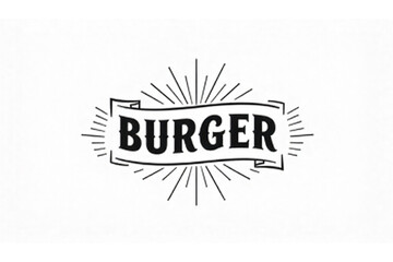 Fototapeta premium a bold, stylized text that reads 'BURGER' prominently displayed in the center. It is set against a clean, white background, enhancing its visibility.
