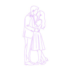 Line art illustration of a kissing couple