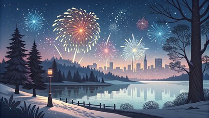 new year festival celebration at lake or river side