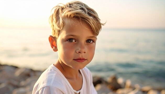 Kleiner Junge am Meer