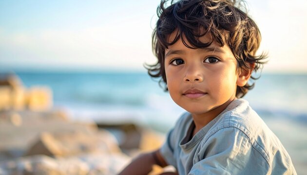 Kleiner Junge am Meer