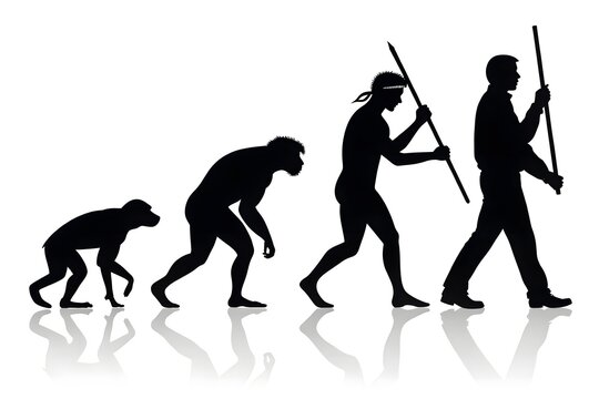 Human Evolution Silhouette Sequence on White Background