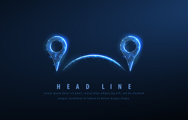 Pins. Abstract vector three pin icon isolated. Transportation delivery, map location, transport logistic, tourism navigate, concept. Gps point navigation, geo pinpoint symbol

