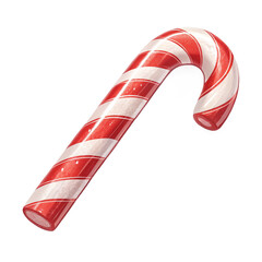 Fototapeta premium Candy Cane PNG, Christmas Sweet Stick Isolated on Transparent Background with Glossy Reflections and Realistic Detail