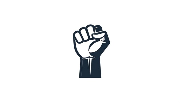 A symbolic image of a clenched fist, a universally recognized gesture signifying resistance and solidarity, against a clean white background