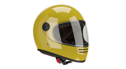 Isolated yellow full-face motorcycle helmet with visor for head protection, traffic safety