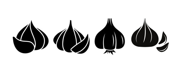 Garlic icon in simple style – vegetable flat vector illustration isolated on transparent background