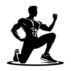 black and white vector silhouette of gym person