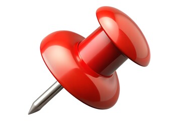 Single Red Thumbtack on White Background pushpin sharp