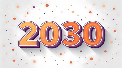 Stylized Numbers 2030 with Orange and Purple Outline