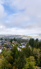 Hillside Suburban Neighborhood Overlooking Burnaby And Vancouver With Water View