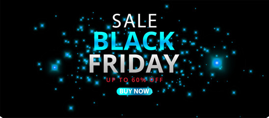 Black Friday Sale Neon Sign Dark Background, Modern Festive Advertisement
