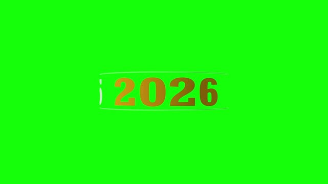 Video of 2021 to 2026 year change animation on green background