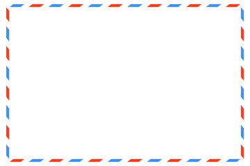 Obraz premium blank postcard template with place for stamp. white paper texture. airmail postcard with red and blue border