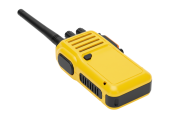 Isolated two way radio device with antenna for portable communication use safety yellow