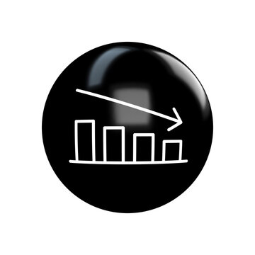 bar chart decrease icon on black button