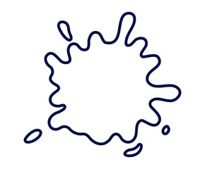 Minimalist blue ink splash shape against a white background, ideal for artistic and design projects.