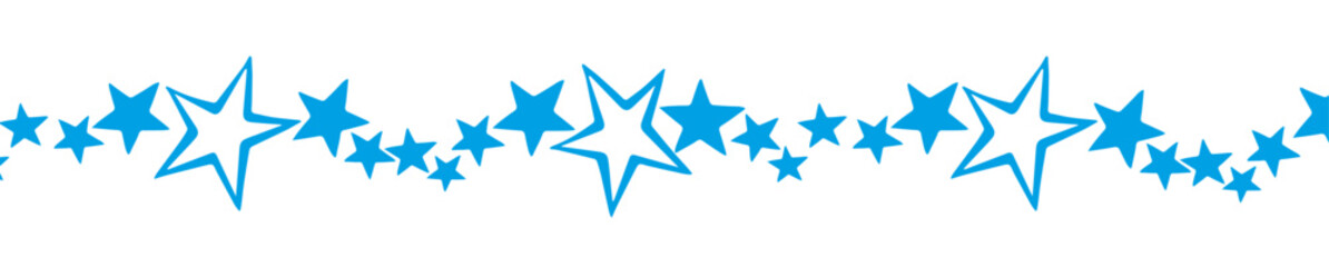 Minimal horizontal border made of blue stars. Perfect for greeting cards, invitations, certificates, party decorations, awards, and celebration-themed designs.