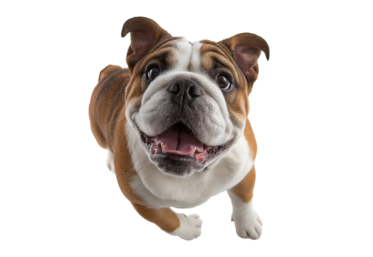 English Bulldog Smiling with Open Mouth isolated on a transparent background