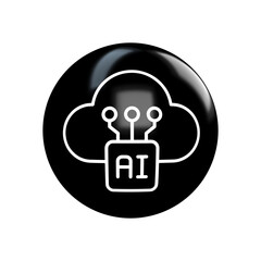 ai chip cloud computing on black glossy button