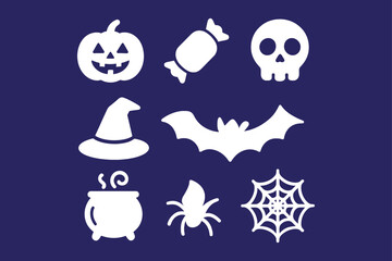 set of halloween icons, halloween silhouette vector decoration logo art.