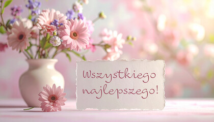 Wszystkiego najlepszego życzenia na dzień matki, urodzinowe, dzień kobiet kartka © Monika Janiak-Klicha