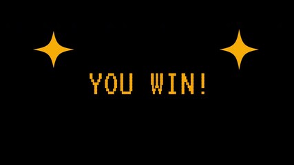 You win text animated with a retro game style and stars on black background. 4K video animation for video game. - Powered by Adobe