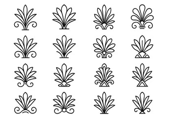 Decorative floral patterns in black line art showcasing a variety of elegant designs suitable for various creative projects