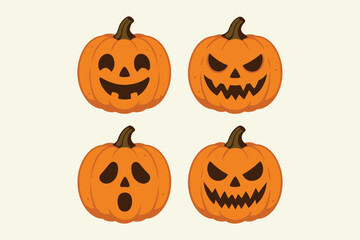 halloween pumpkin vector illustration set.