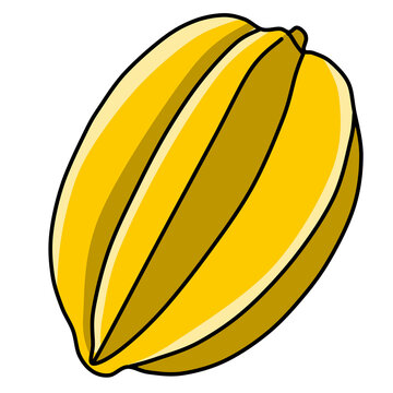 Yellow starfruit carambola tropical fruit cartoon icon vector illustration