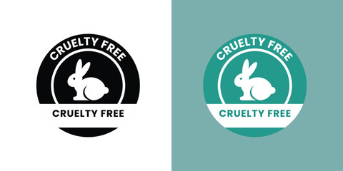 Cruelty Free label, logo, badge, icon, sticker, symbol, emblem, stamp, green, line, flat vector, isolated illustration. Cruelty free not tested on animals label for product packaging design
