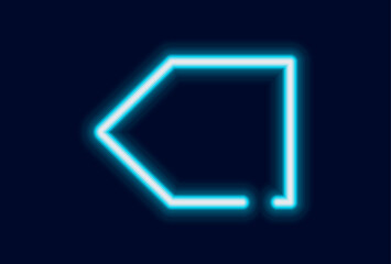 A bright glowing neon arrow with a sharp right angle turn pointing to the left a sign of reversal or return.