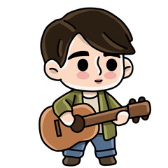 Boy and guitar singing 