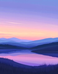 Fototapeta premium Pastel landscape at dawn