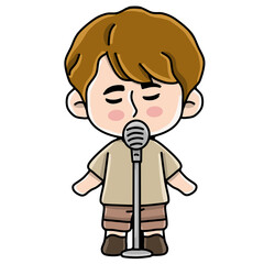 boy with a microphone singing 