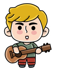 boy with a guitar singing 