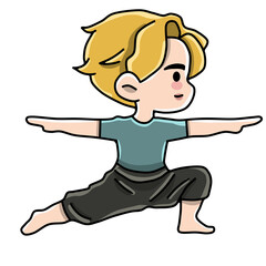 Boy yoga pose character 