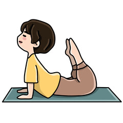 Character in yoga pose 