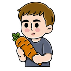 boy holding a carrot