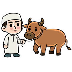 Man and cow Eid al-Adha 