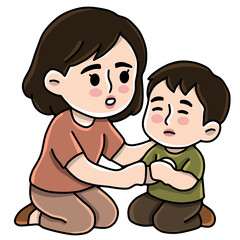 Mother calms son down