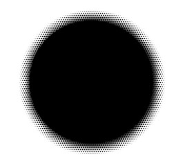 A creative banner featuring a circular pixelated design in black and white, perfect for digital applications.