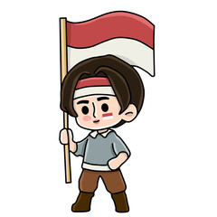 Character carrying the red and white flag of Indonesian independence