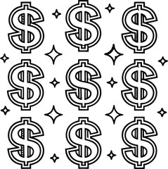 Obraz premium Cheerful Spring 3D dollar symbol seamless pattern illustration for finance and business background