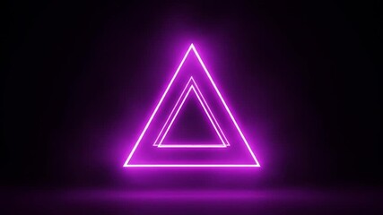 Vibrant neon purple triangles pulse and glow in a dark, futuristic abstract scene, perfect for modern tech intros and dynamic digital backgrounds. - Powered by Adobe