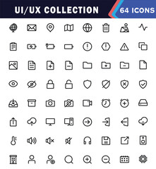 Best collection of ui ux icon set, user interface icon set collection. Basic User Interface Essential Set. Line Outline Icons. For App, Web, Print. Editable stroke outline icon.