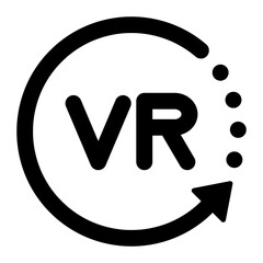 Black single round VR line icon, simple tech loading flat design vector pictogram vector for app ads logotype web website button ui ux interface elements isolated on white background