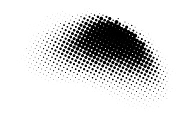 Dynamic black arrow in pop art style featuring a halftone dot pattern for vibrant design projects.