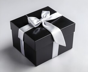 Black color gift box with white color background.