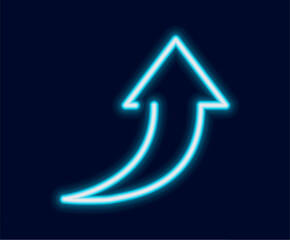 A bright glowing neon arrow with a smooth curve pointing upward a symbol for growth progress or a new level.